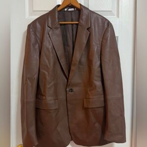 Zara Women's Chocolate Brown Leather Blazer
